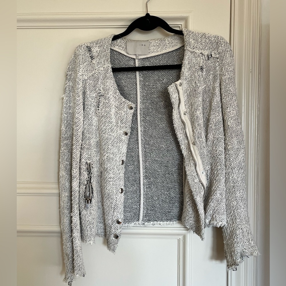 IRO Agnette Distressed Boucle Tweed Jacket
